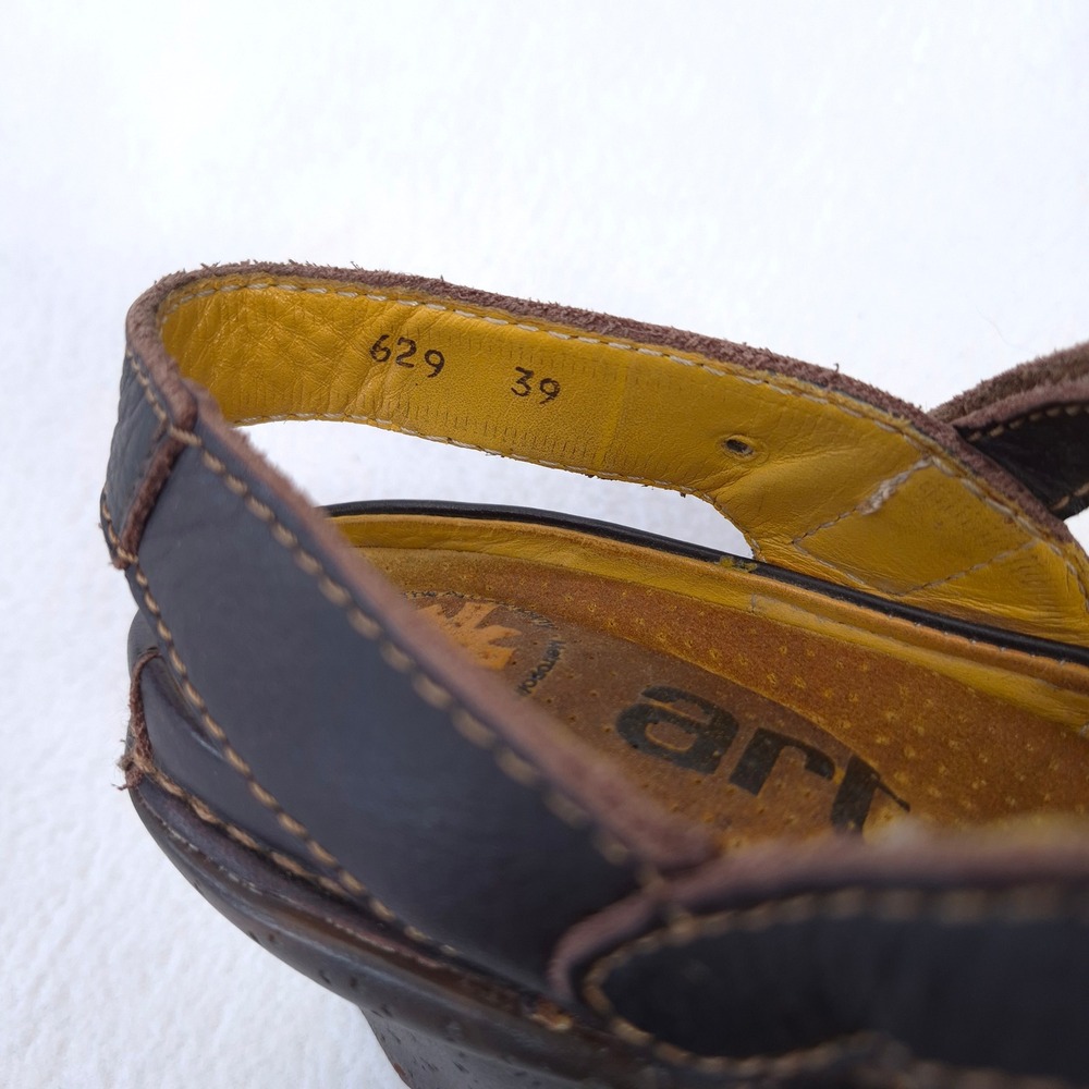 Art Company Mary Jane Wedge Sandals Brown Sz 38 Leather Gorpcore Cottagecore - Picture 4 of 12
